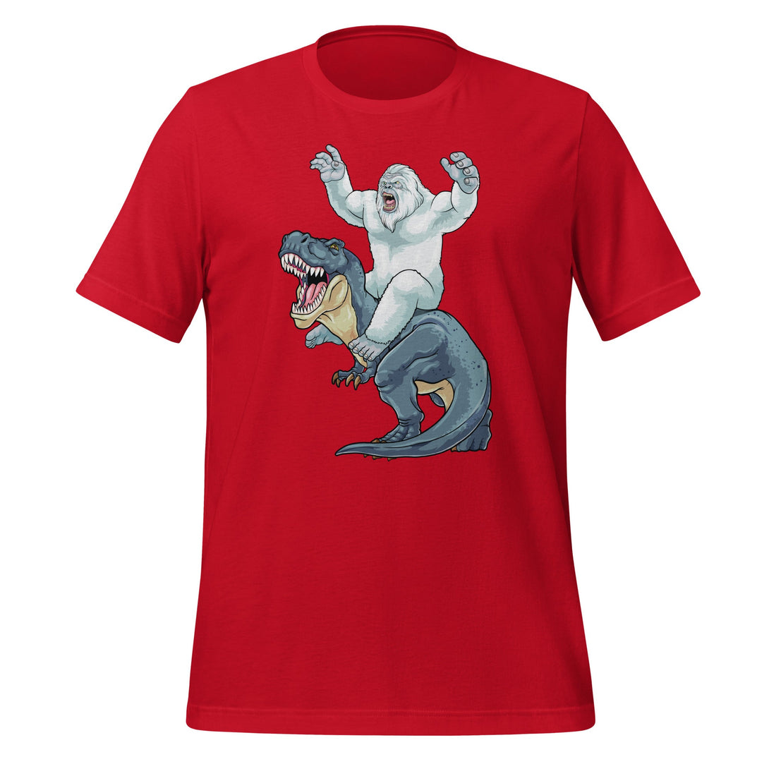 Yeti Riding Dinosaur T-shirt - GoshWow