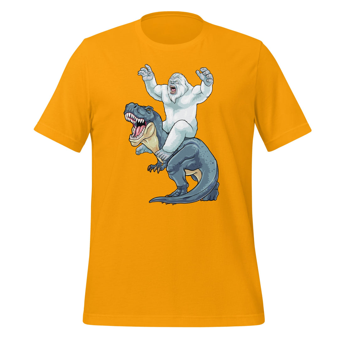 Yeti Riding Dinosaur T-shirt - GoshWow