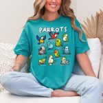 parrots of the world shirt cute bird types species chart