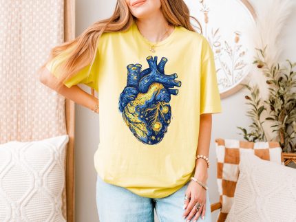 starry night anatomical heart shirt van gogh art style