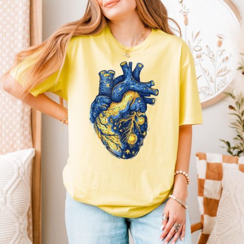 starry night anatomical heart shirt van gogh art style