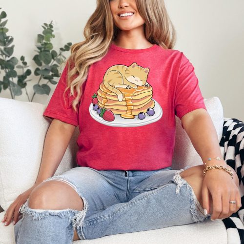 cat pancakes shirt cute orange tabby kitten on pancakes